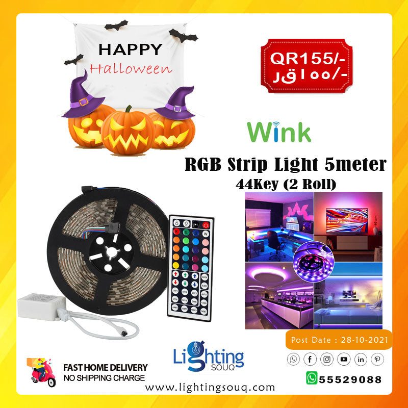 Wink RGB LED Strip 5M with 44-Key Remote (2 Pieces)