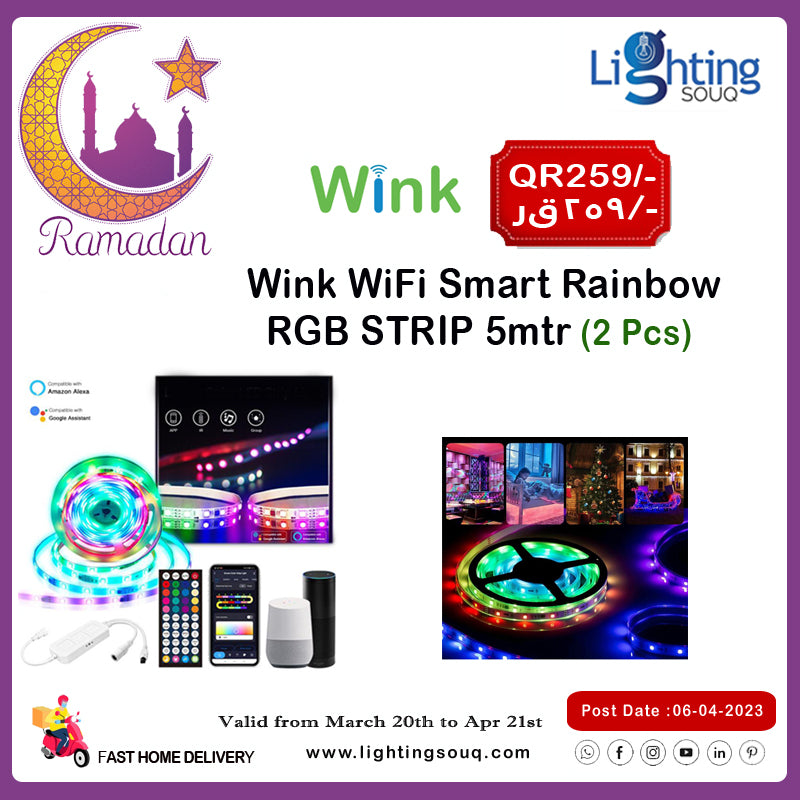Wink WiFi RGB Rainbow Dream LED Strip, RGBIC App-Controlled (2 Pieces)