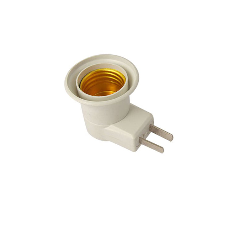 E27 Adapter with 2-Pin EU Plug, Compact Plug-to-Bulb Socket Converter