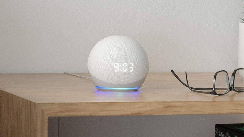 Amazon Echo Dot 4th Gen with Clock, Glacier White