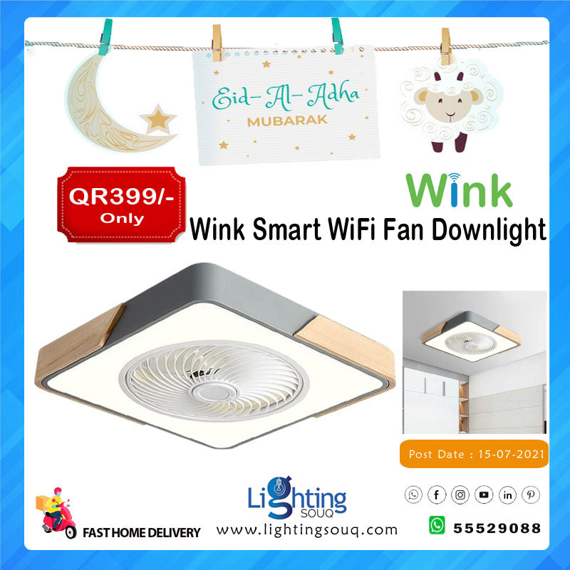 Wink Smart WiFi Fan Downlight, App-Controlled Ceiling Fan with Integrated LED Light