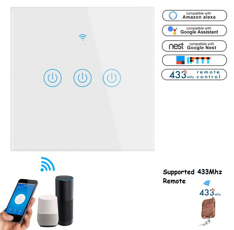 Wink Touch Dimmer Switch 3 Gang 700W, White, Wall Dimmer Control