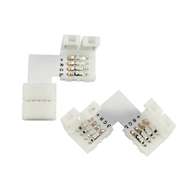 Wink L-Shape Connector for RGB Strip, 4-Pin 10mm Solderless Corner Joiner