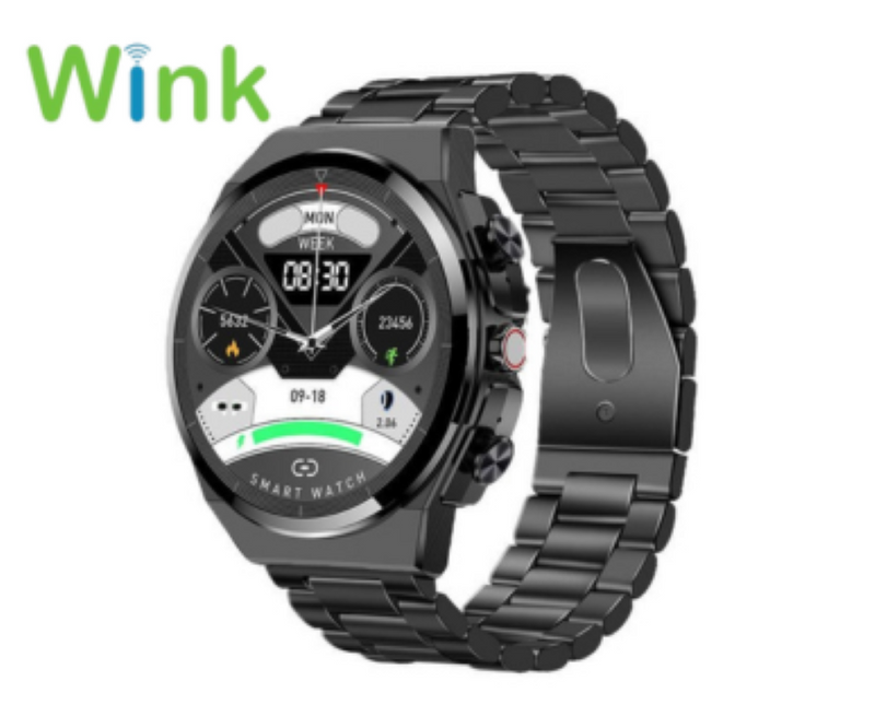 Wink Smart Watch JM08 with Steel Strap, Fitness and Notification Smartwatch, Black