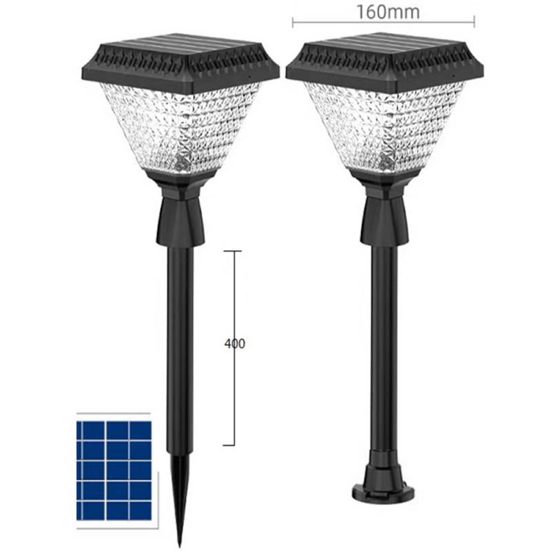 Vettam Solar Garden Light, 4.8W, Spike or Stand Mount, 160x497mm Bollard