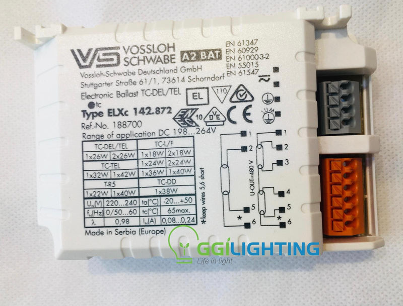 VS ELXc142.872 Electronic Ballast for TC-L/F, TC-DD and TC-DEL CFL Lamps, Multi-Wattage