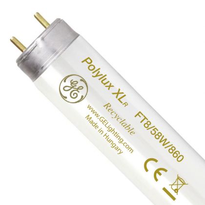 GE T8 Fluorescent Tube 58W 5ft (1500mm), 6500K daylight, G13