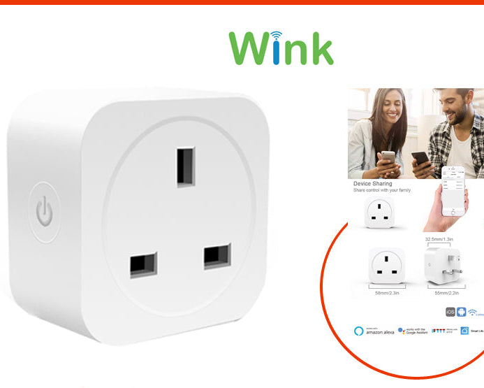 Wink UK WiFi Smart Plug Socket, App and Voice Controlled