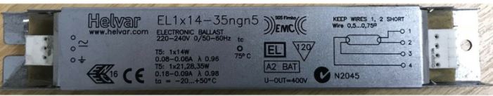 Helvar 1x14-35W 220-240V T5 Electronic Ballast (14/21/28/35W)