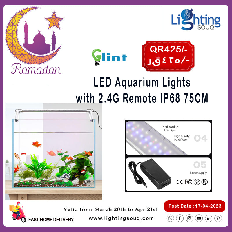 Glint Programmable LED Aquarium Light 75cm (10cm extendable both sides)