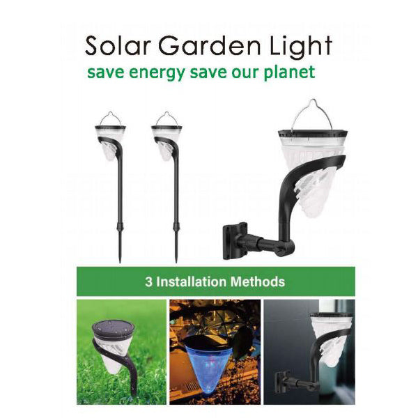 Vettam B67326 LED Solar Garden Light 2W, Polysilicon Panel, Outdoor Landscape Light