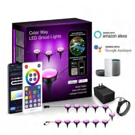 Wink WiFi Lawn Smart String Lights, Tuya App-Controlled Outdoor Ground Lights