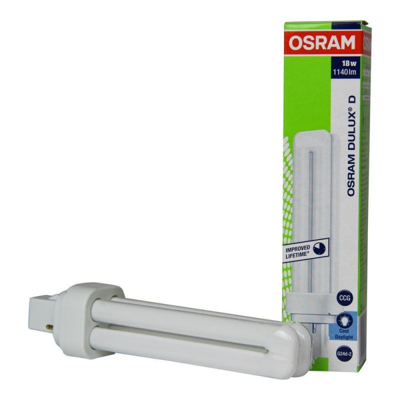 OSRAM DULUX D 18W 840 G24d-2, Compact Fluorescent, 4000K Cool White, 1140lm, 2-Pin