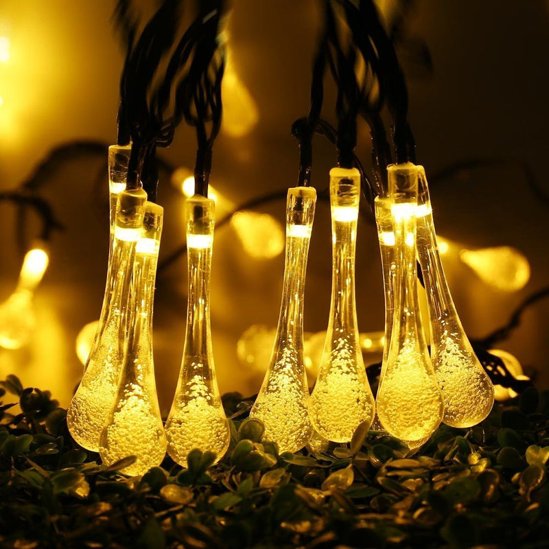 Vettam Solar Waterdrop String Light, 50 LED 5M, Decorative Fairy Lights