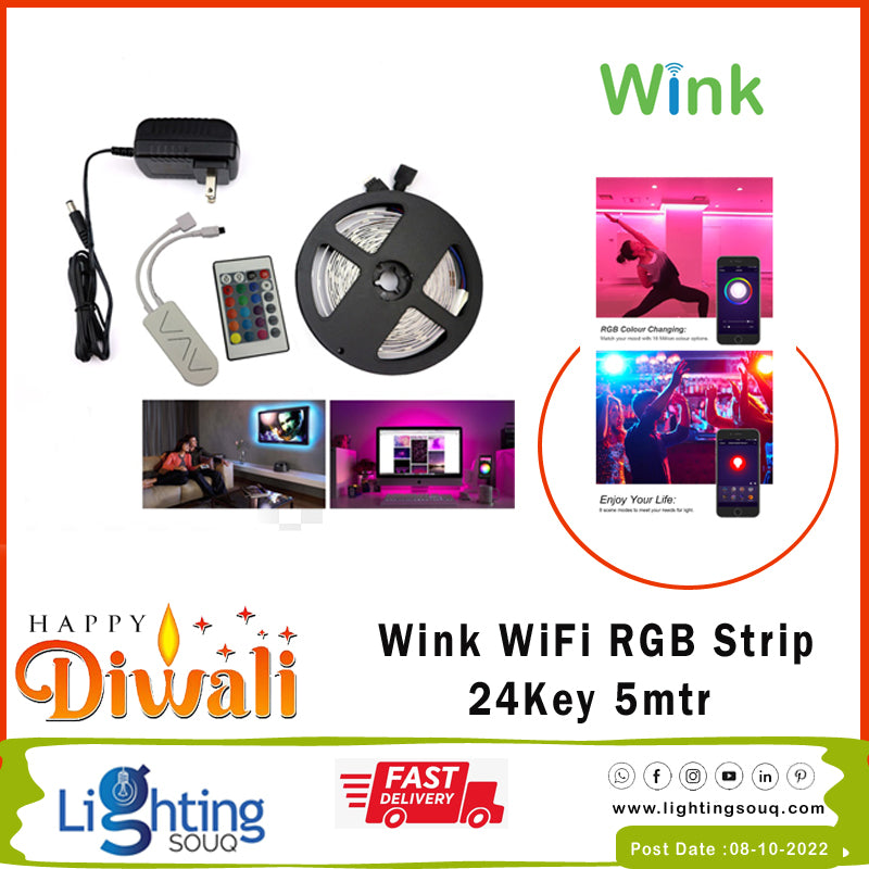 Wink WiFi RGB LED Strip 5M with 24-Key Remote