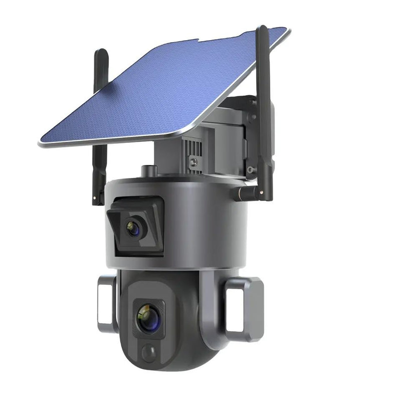 Vettam 4MP Outdoor Dual-Lens Solar PTZ Security Camera, WiFi, Cloud Storage
