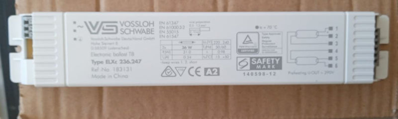 VS ELXe 236.247 Electronic Ballast T8 2x36W