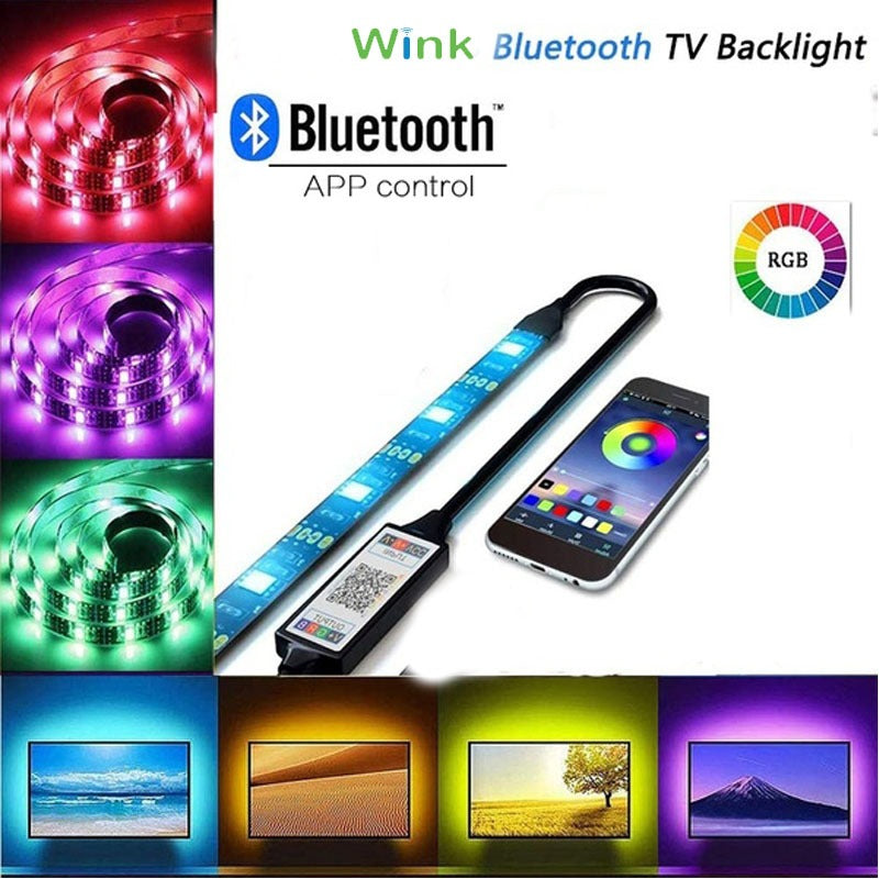 Wink RGB LED Strip with Bluetooth Controller, App-Controlled Colour Strip