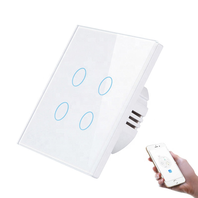 Wink 4 Gang Neutral WiFi Smart Switch 86x86mm, White, App and Voice Control