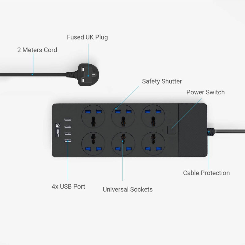 Wink WiFi Smart Power Strip 6-Way with 4 USB, App and Voice Control, Surge Protector