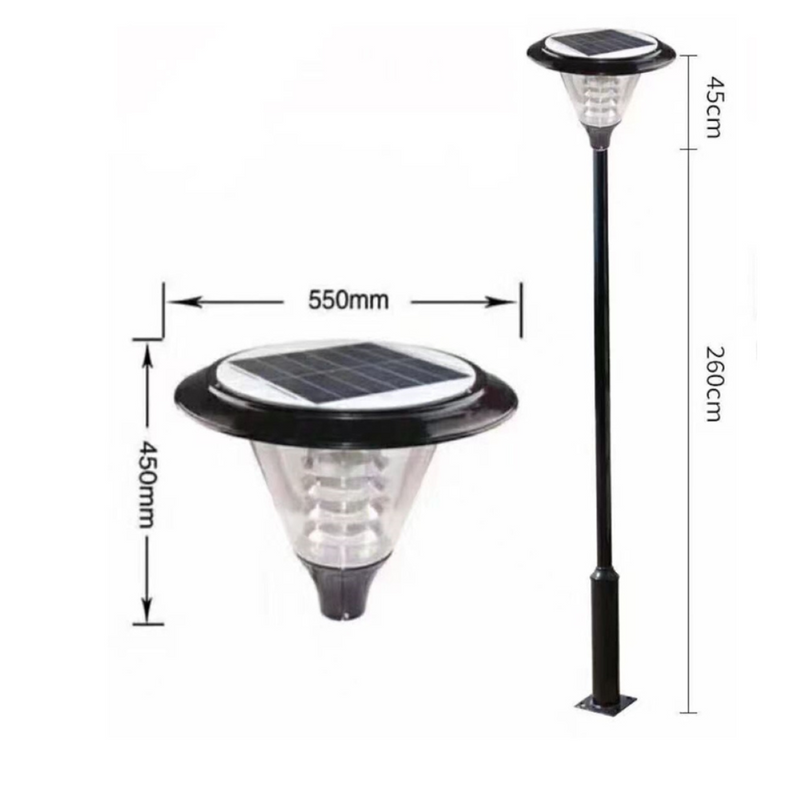 Vettam Outdoor Round Solar Post Lantern, 20W LED Pedestal Light for Gates and Pillars