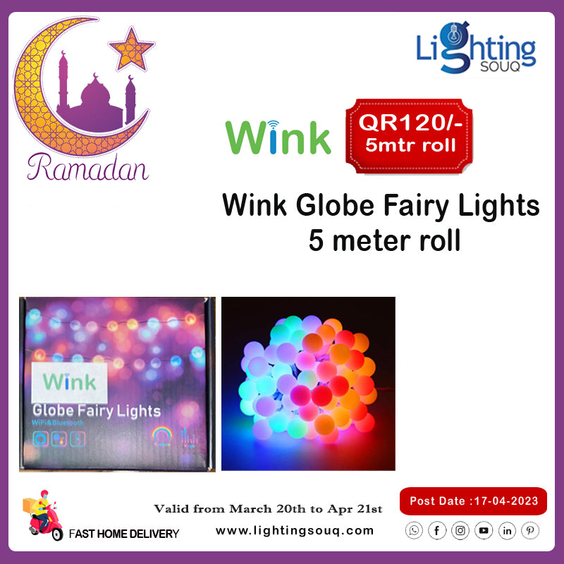 Wink WiFi Globe LED String Lights, App-Controlled Decorative Globe Fairy Lights