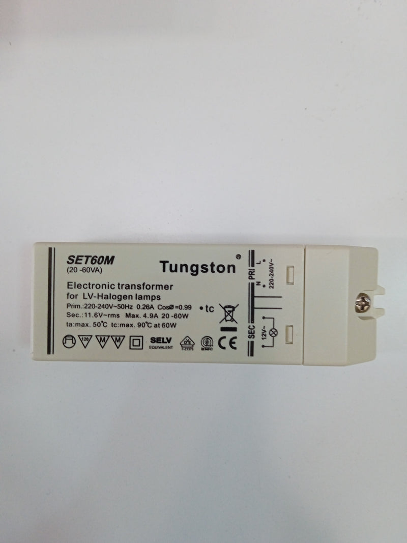 Tungsram Electronic Transformer 60W 220-240V, 12V Output, for Low-Voltage Halogen Lamps