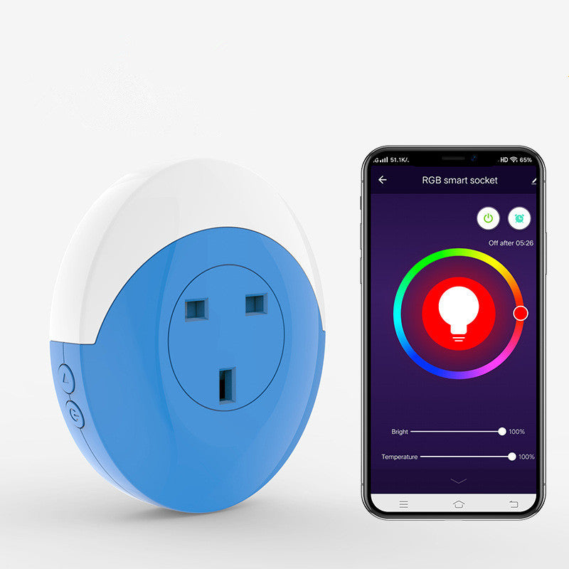 Wink Smart WiFi Plug with RGB Night Light, App-Controlled Socket and Mood Light