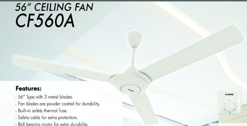 KHIND 56" METAL CEILING FAN /25W-82W/220V-240V/50-60HZ/MADE IN MALAYASIA/CF560TA
