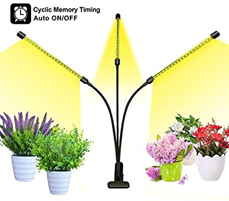Glint Long Strip Plant Grow Light 3 Heads, Red And Blue Spectrum, Adjustable Gooseneck