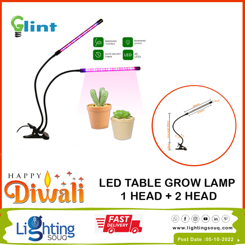 Glint LED Table Grow Light 1 Head Plus 2 Head