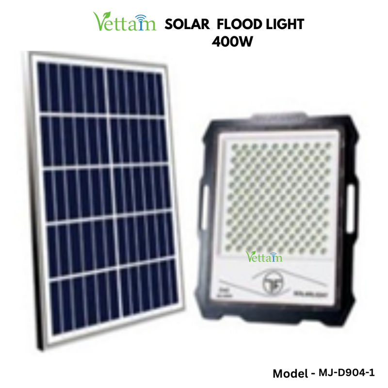 Vettam Solar Floodlight 400W (MJ-DW904), LiFePO4 45Ah, Memory Card, Mono Panel