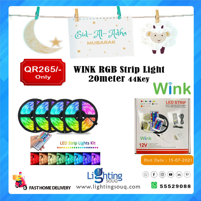 Wink RGB LED Strip 20M with 44-Key Remote