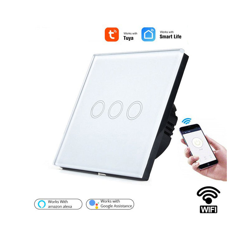 Wink 3 Gang WiFi Touch Wall Switch, App and Voice Controlled Glass Switch