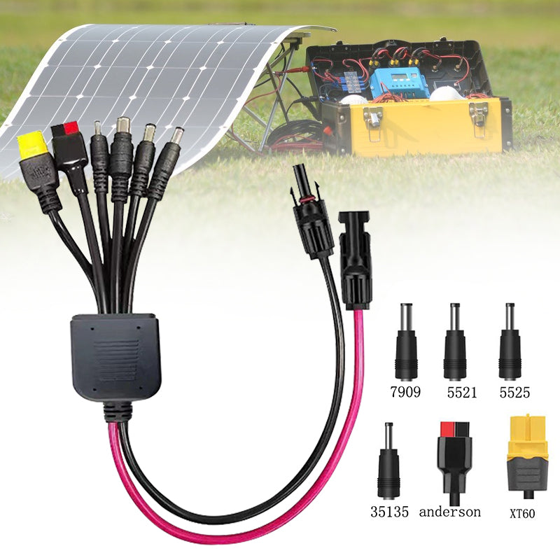 Vettam 6-in-1 Solar Connection Line, Multi-Output Cable for Solar Lights