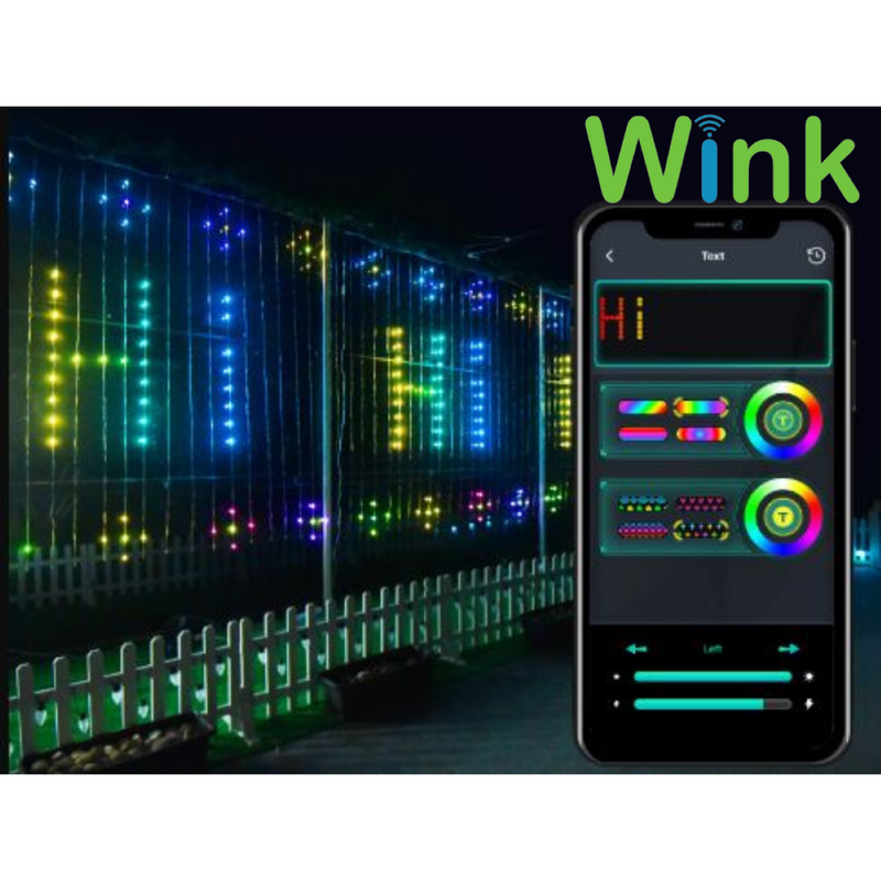 Wink Smart App RGB Curtain String Light IP44, App-Controlled Colour Curtain Lights