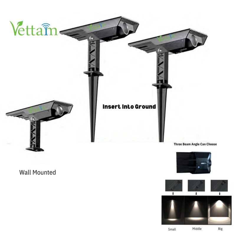 Vettam Solar Inground Spike Garden Light, Adjustable Beam, Monocrystalline Panel
