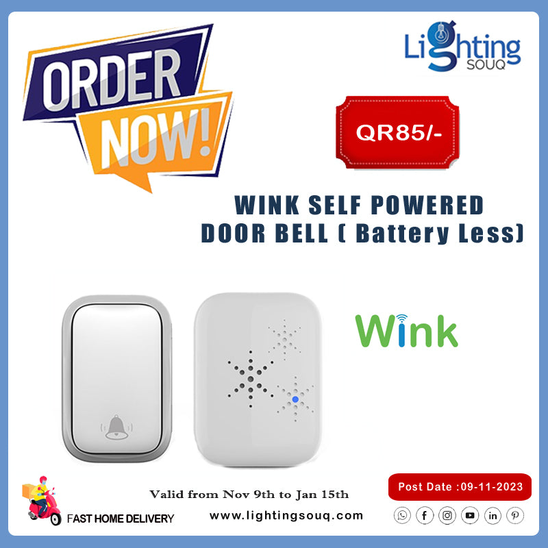 Wink Self Powered Door Bell, Battery-Less Wireless Chime