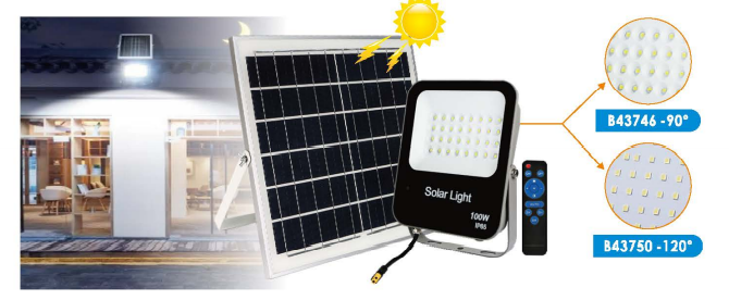 Vettam Solar LED Flood Light 100W (B43746), Outdoor Automatic Security Flood