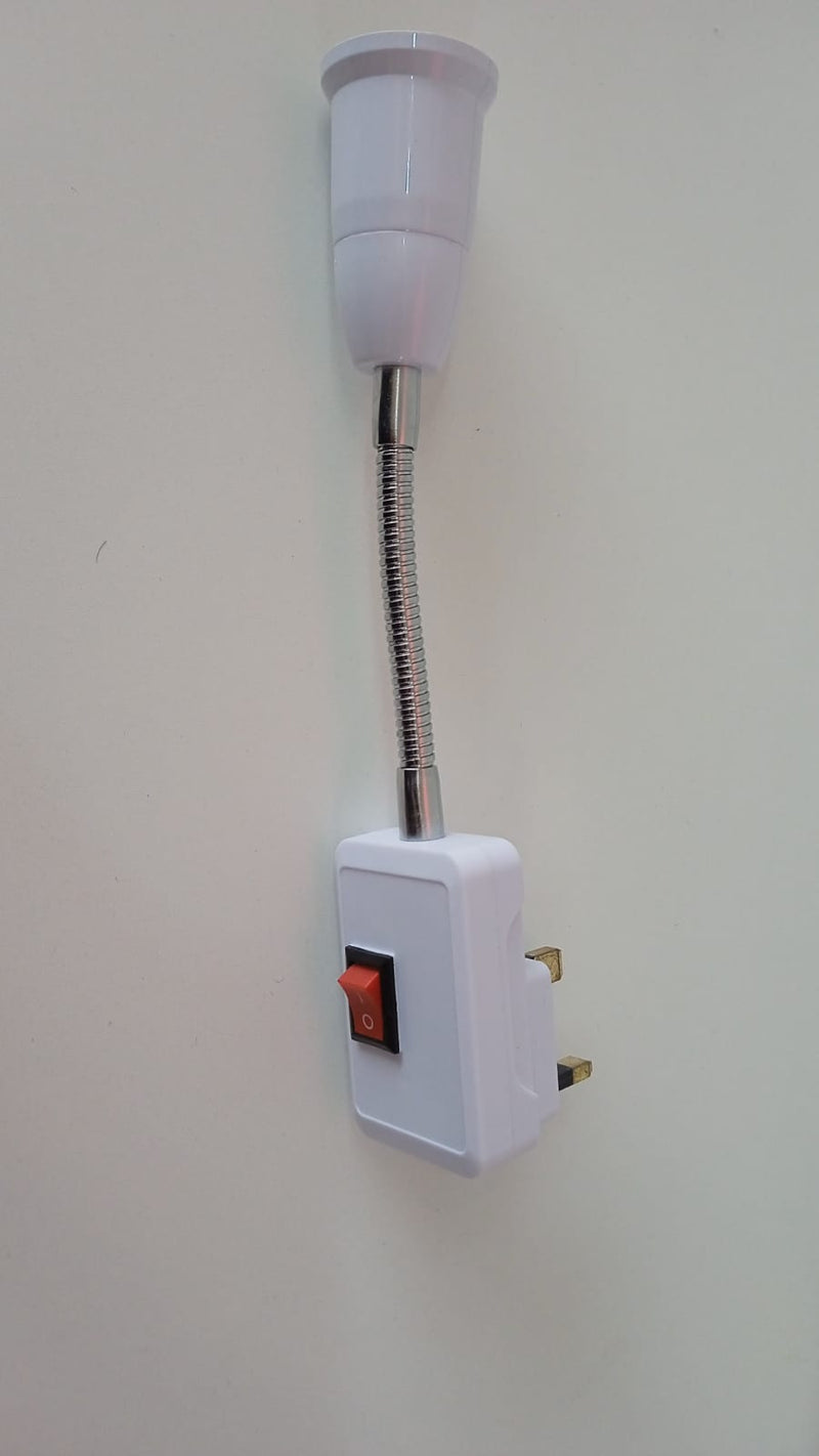 GgLED Plug to E27 Socket Adapter, 22cm, Single Head, Portable Lamp Holder