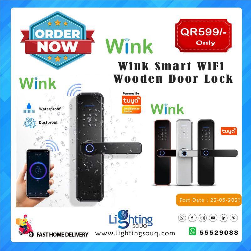 Wink Smart WiFi Wooden Door Lock, Fingerprint and App Smart Lock