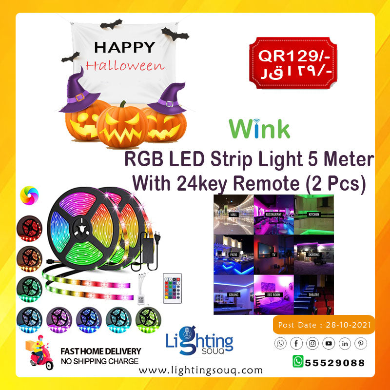 Wink RGB LED Strip 5M with 24-Key Remote (2 Pieces)