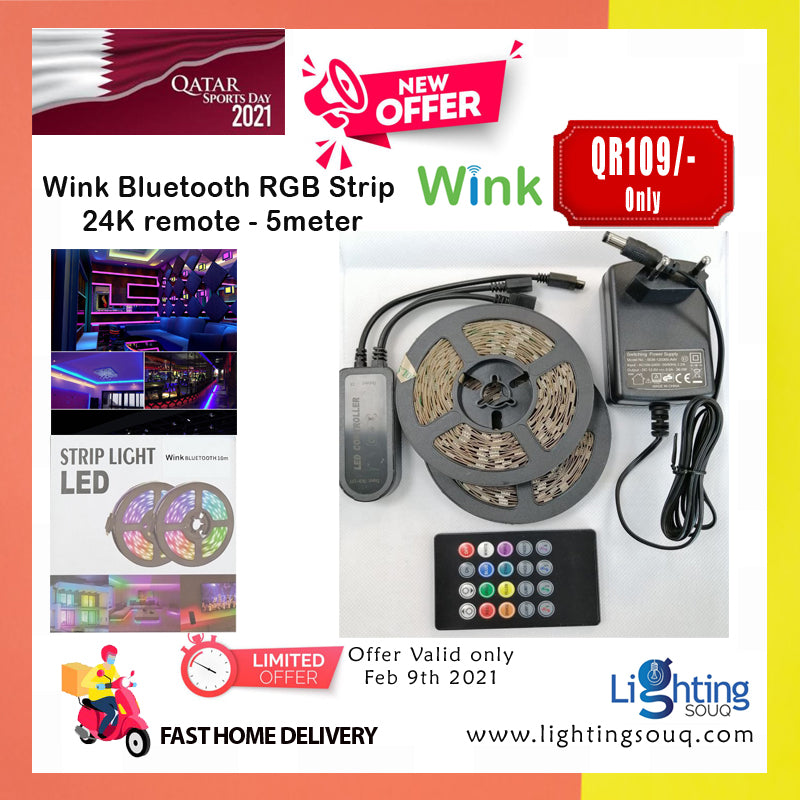 Wink Bluetooth RGB LED Strip with 24-Key Remote