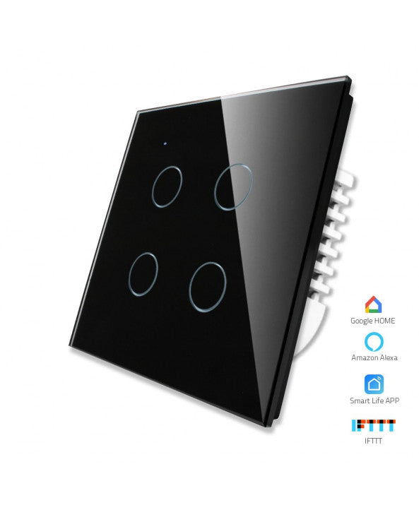 Wink 4 Gang WiFi Smart Switch 1000W, No Neutral Wire, App and Voice Control