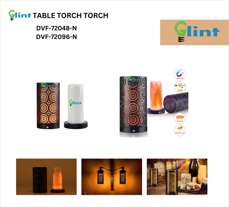 Glint USB Rechargeable Flame Effect Light 7W, Flickering Fire Ambiance