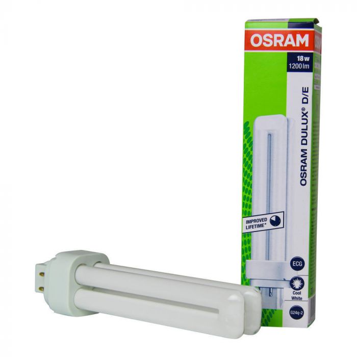 OSRAM DULUX D/E 18W 840 GX24Q-2, Compact Fluorescent, 4000K Cool White, 1200lm, 4-Pin