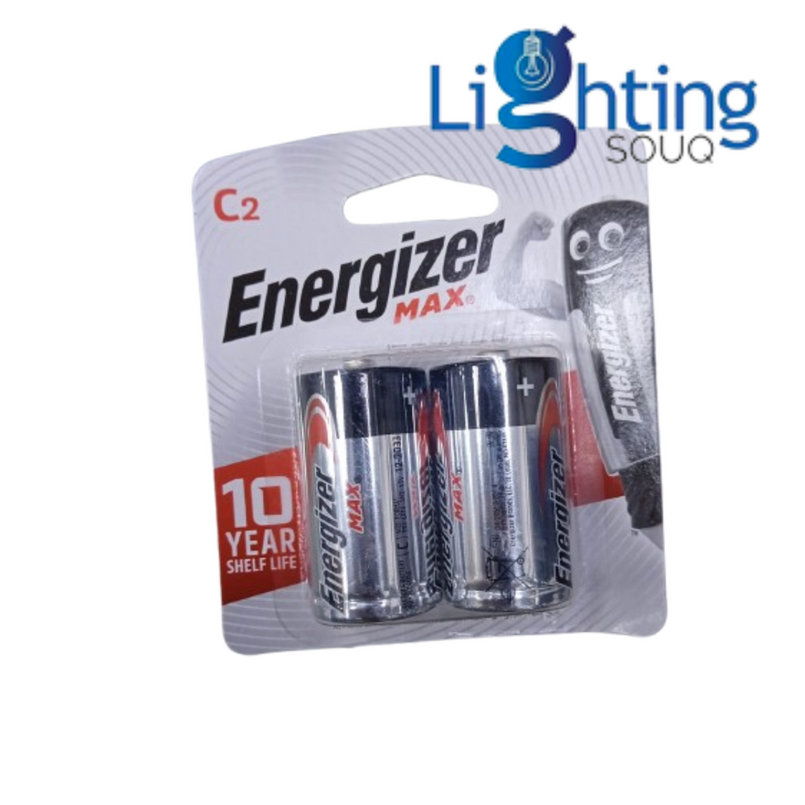 Energizer C Alkaline Power Batteries, 2-Pack, Long-Lasting 1.5V Cells