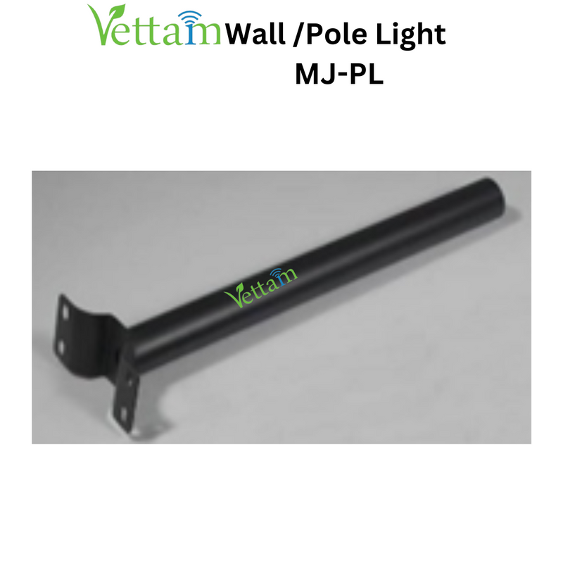 Vettam Pole and Wall Mount (MJ-PL), 50mm x 500mm Black Pole for MJ-SSTH Solar Lights