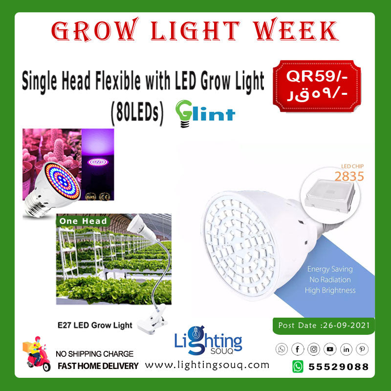 Glint Single Head Flexible LED Grow Light (80 LED)