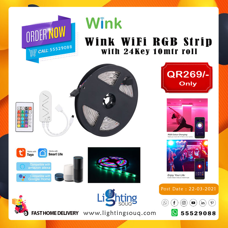 Wink WiFi RGB LED Strip 10M with 24-Key Remote